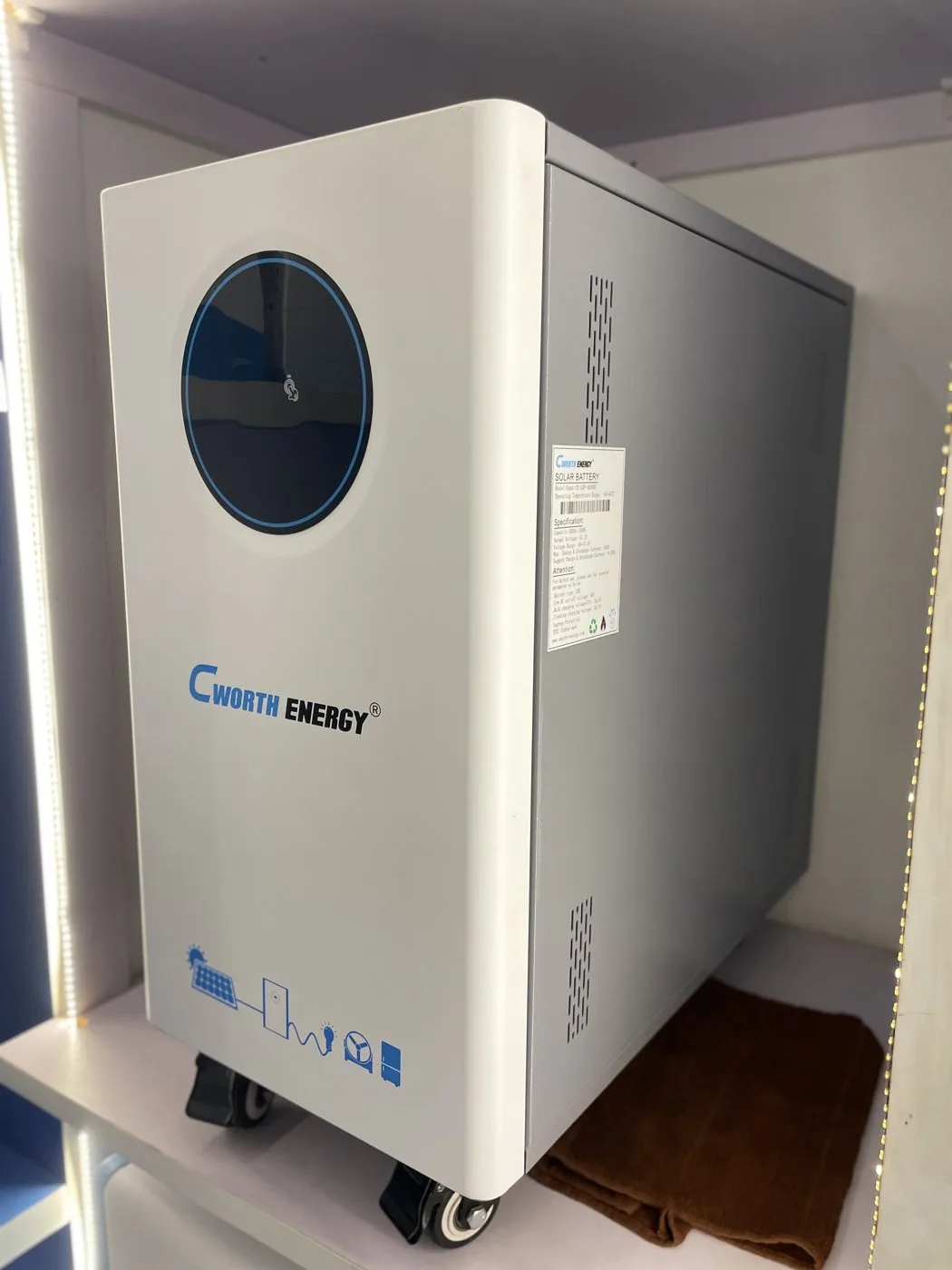 Cworth 15kWh lithium battery on castor wheels